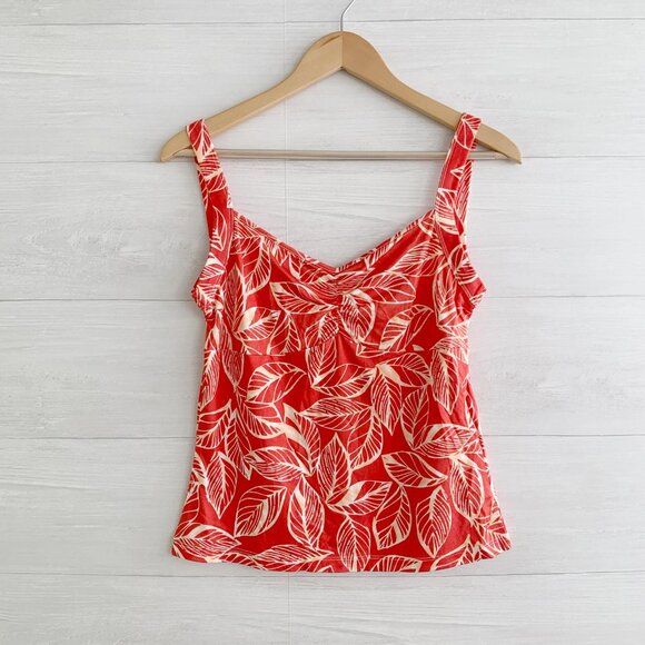 NWT Petite Sophisticate - Persimmon leaf print stretch silk cotton cami tank, M - Picture 1 of 5